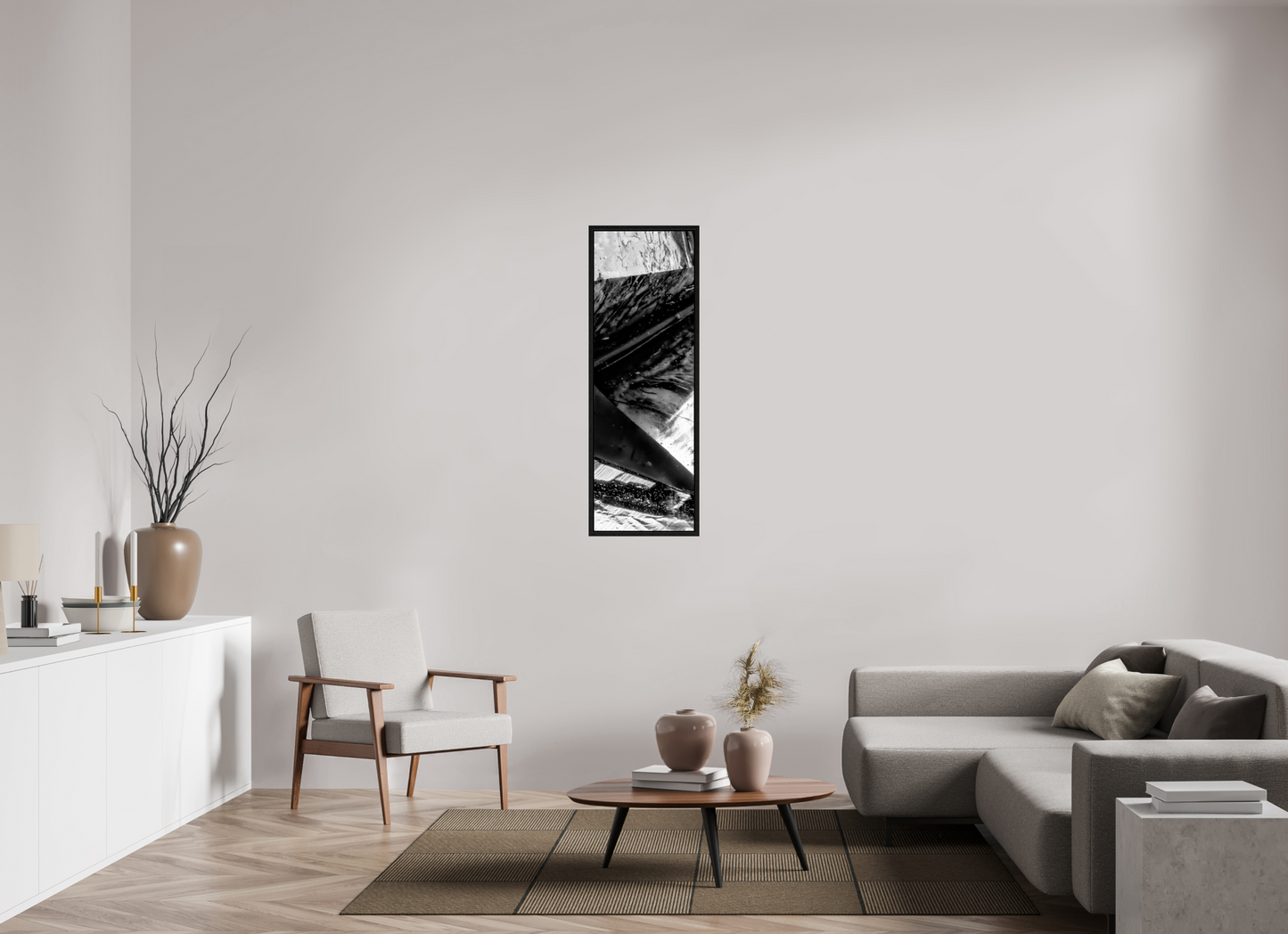 16 x 48″, Floater Frame Black Oak Plentiful Polygons