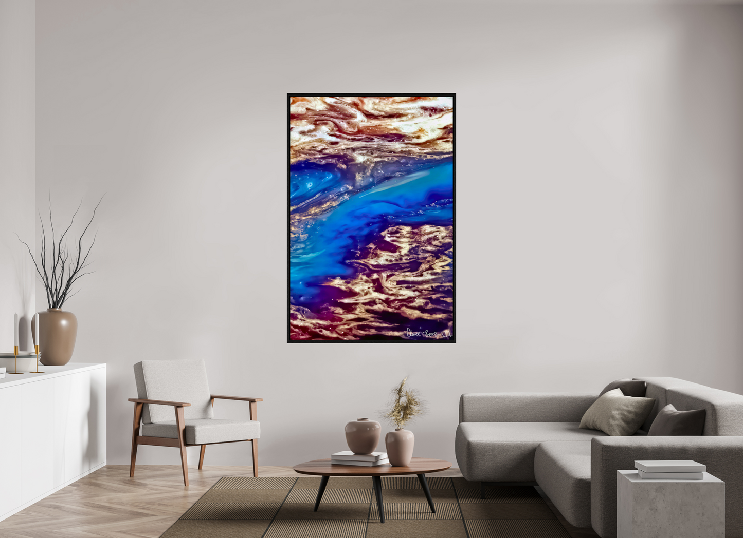 44 x 66″, Floater Frame Black Oak Stratospheric View