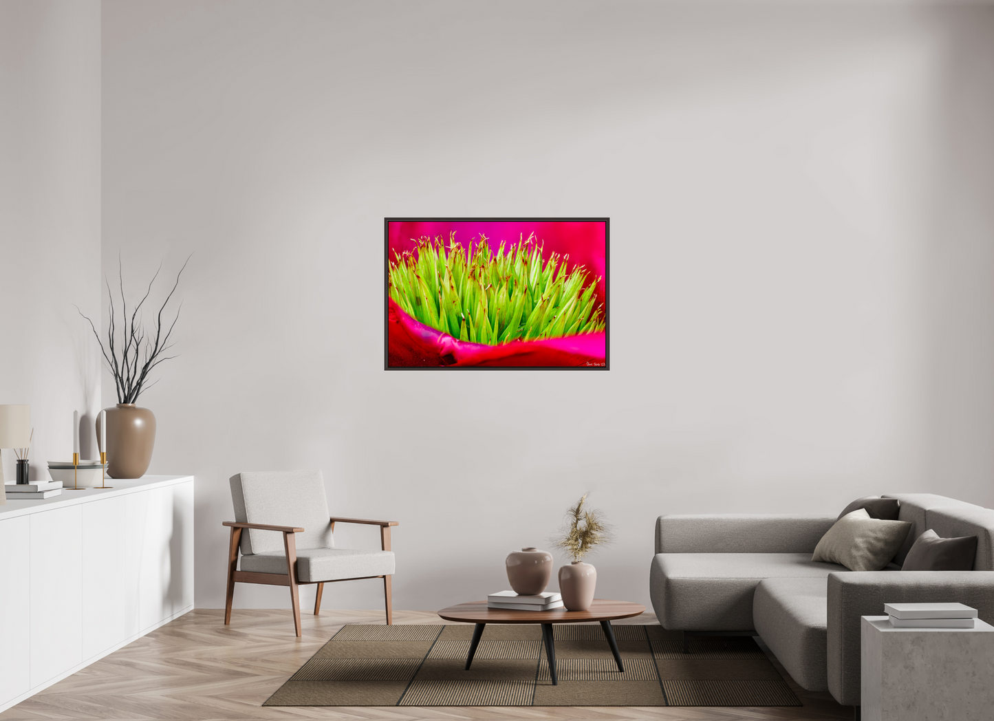 45 x 30″, Floater Frame Alder Brown Spiked