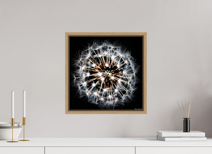 15 x 15″, Floater Frame Natural Oak Starburst