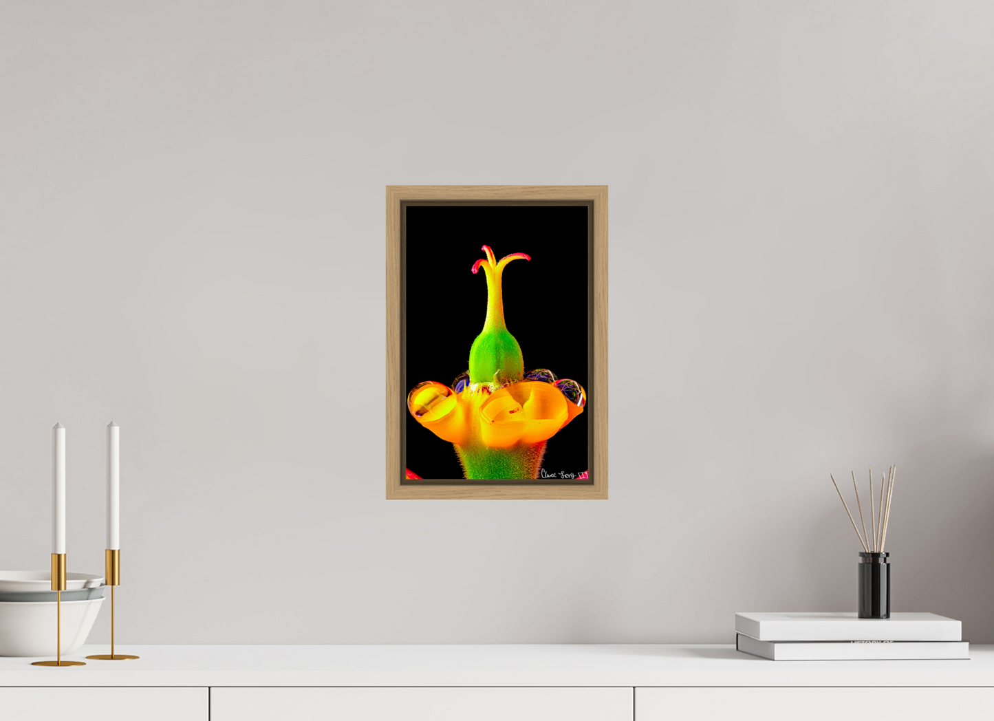 8 x 12″, Floater Frame Natural Oak Bubble Fountain