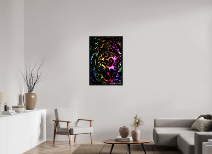 24 x 36″, Floater Frame Black Oak Petroleum Rainbow