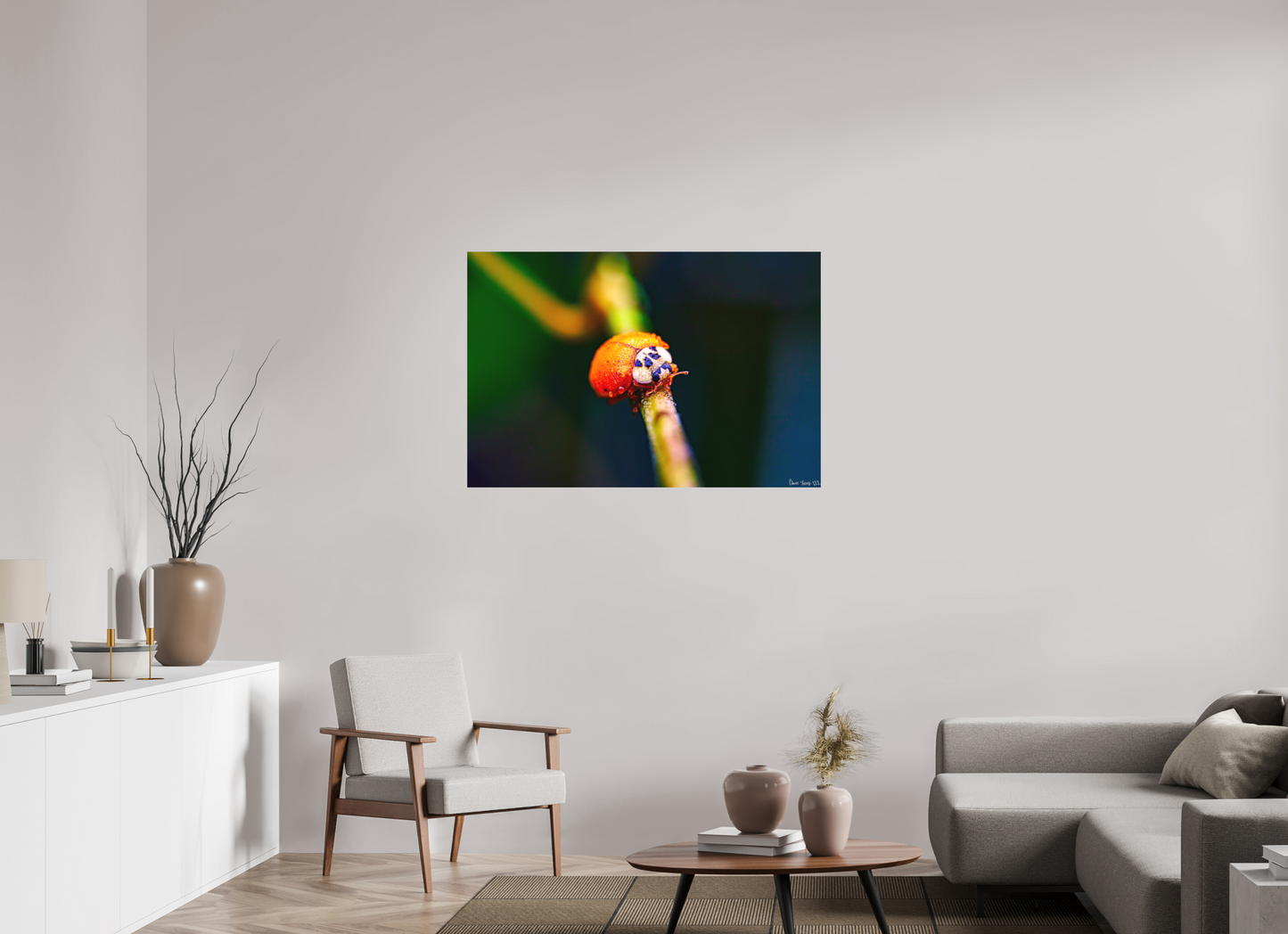 45 x 30″, Matte Metal Dew-Kissed Ladybug