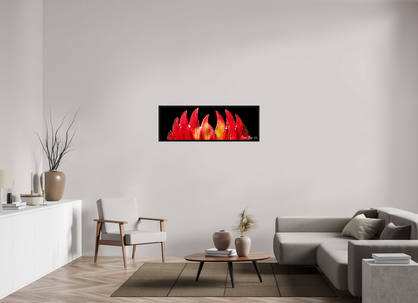 48 x 16″, Floater Frame Black Oak Flaming Sword