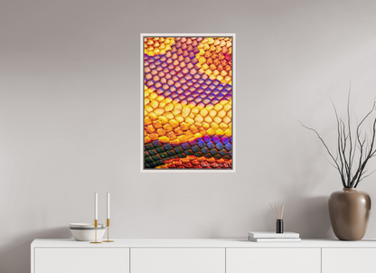 20 x 30″, Floater Frame Maple White Python’s Iridescence