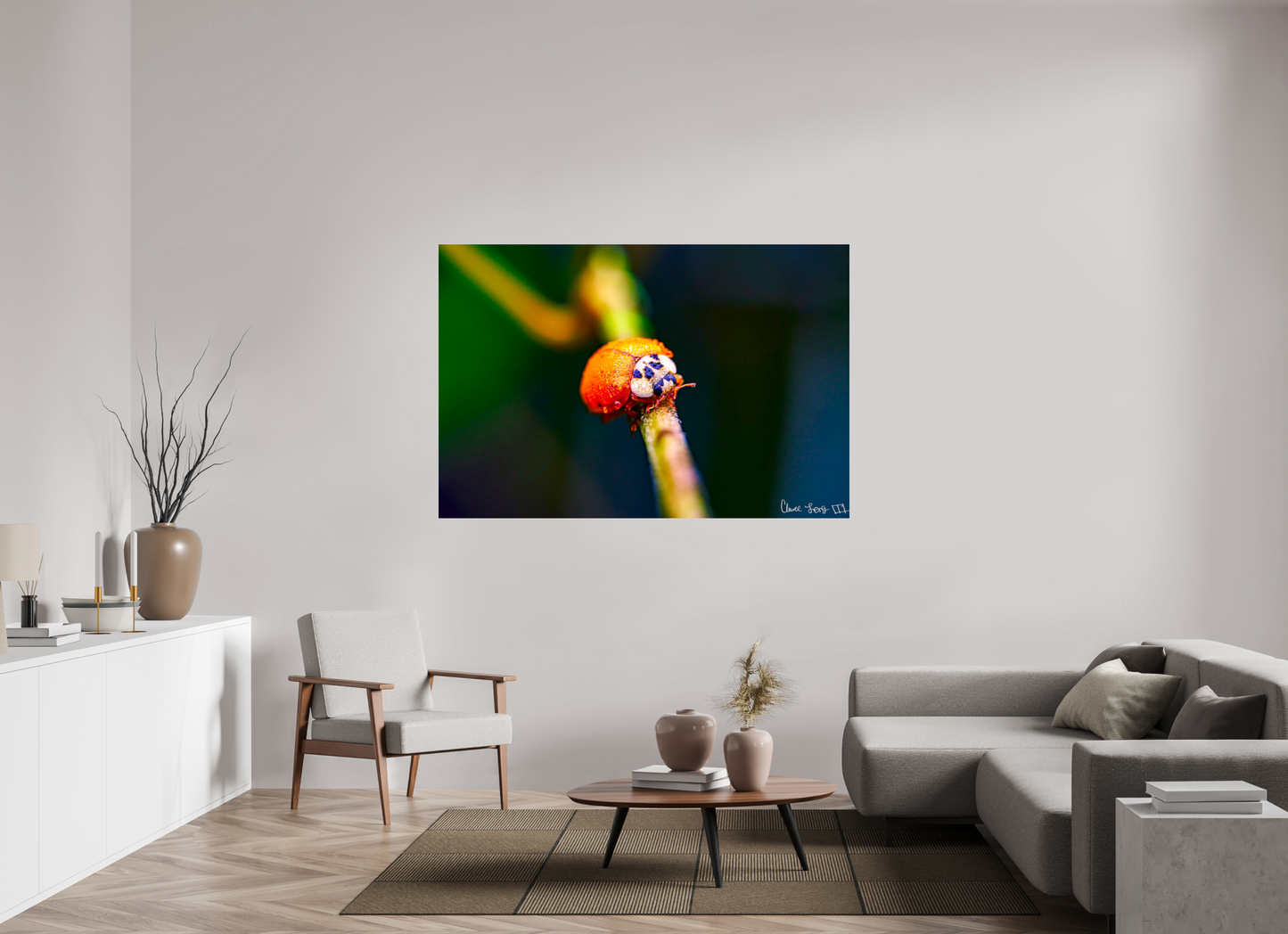 66 x 44″, Acrylic Dew-Kissed Ladybug