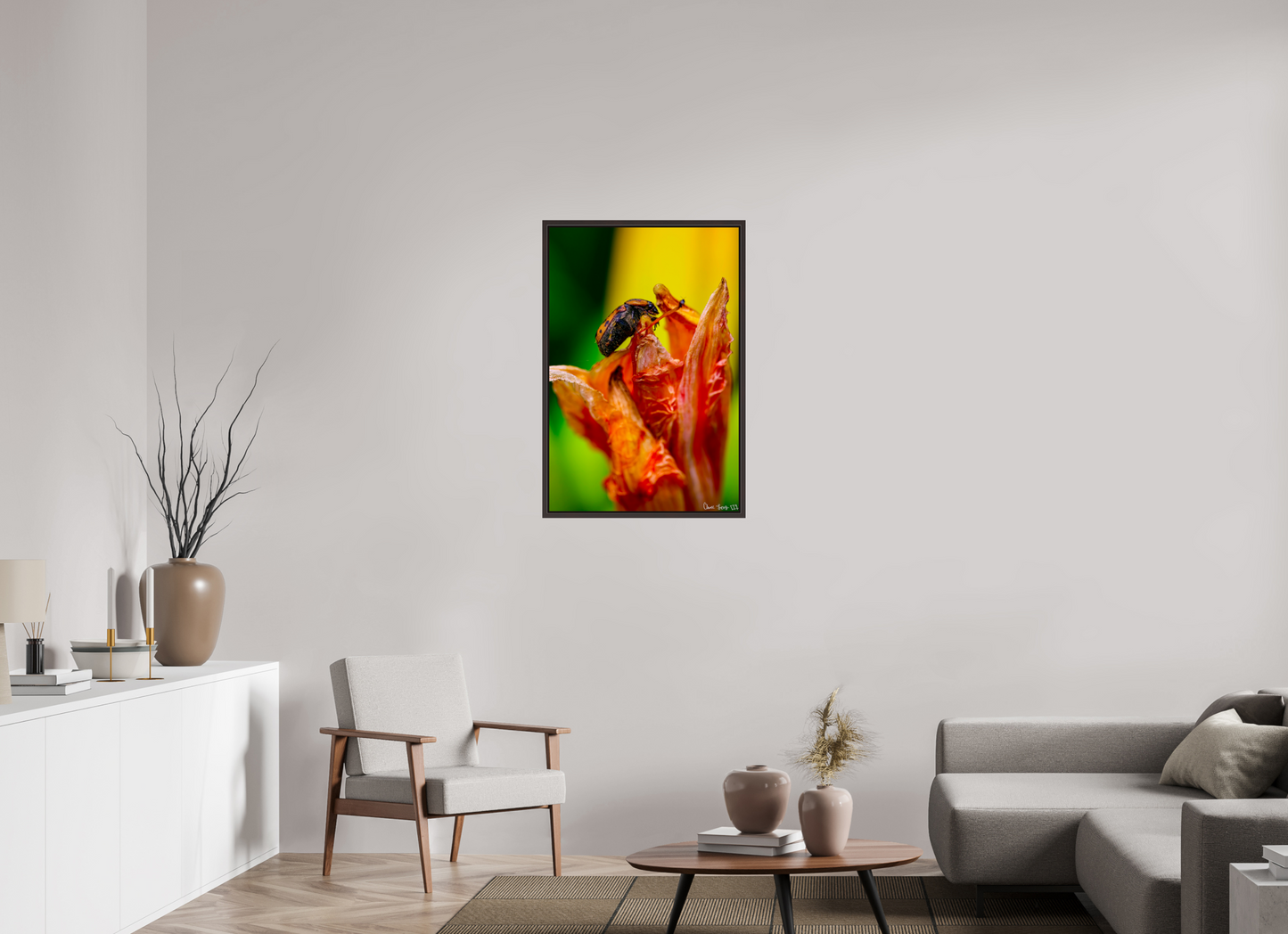24 x 36″, Floater Frame Alder Brown Perched Grave