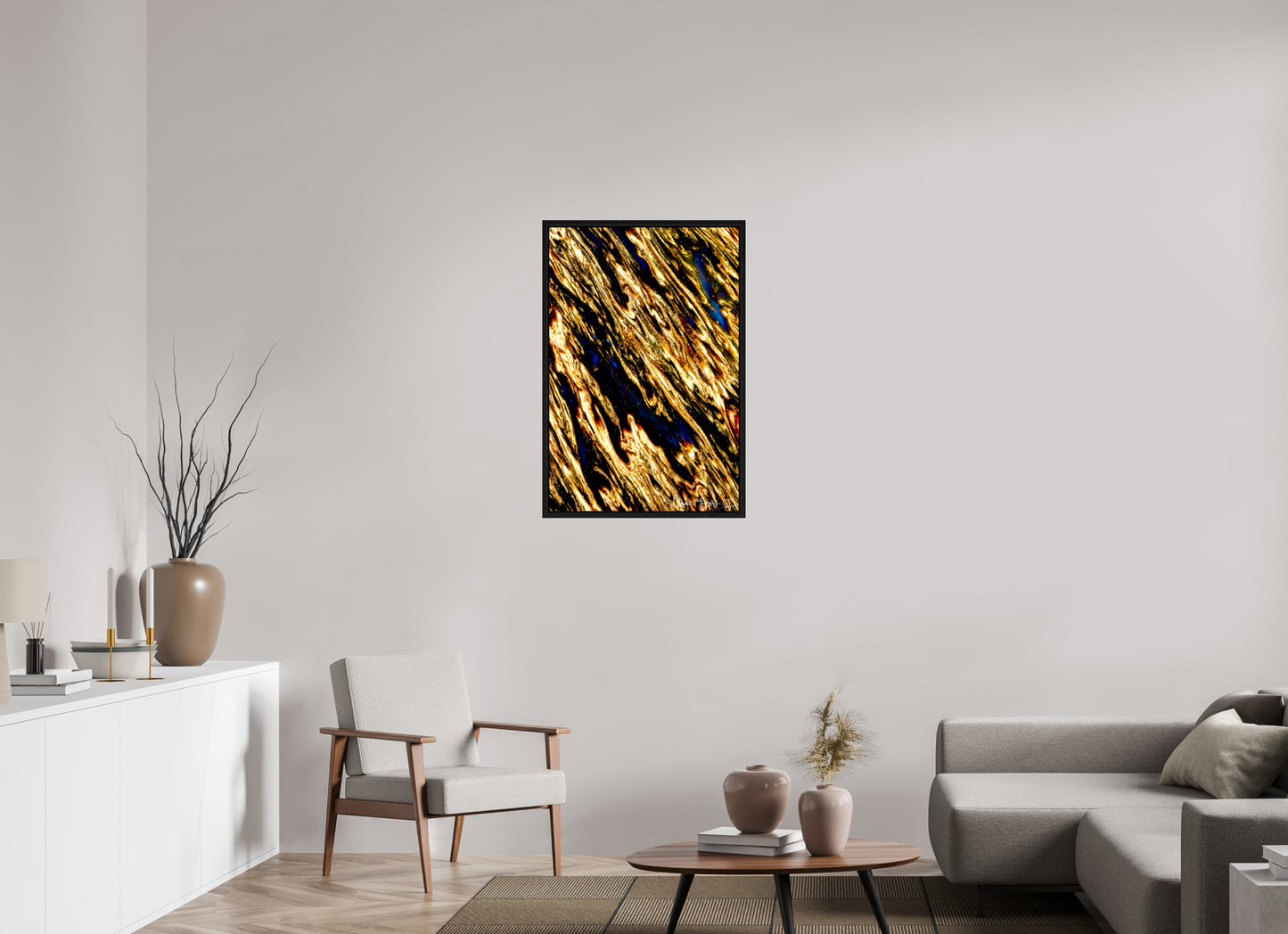 24 x 36″, Floater Frame Black Oak Gilded Permeation