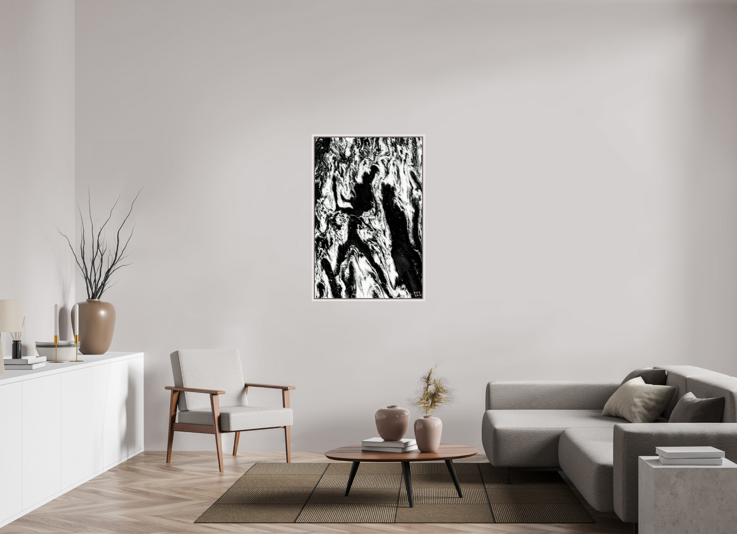 30 x 45″, Floater Frame Maple White Frolicking Shadows