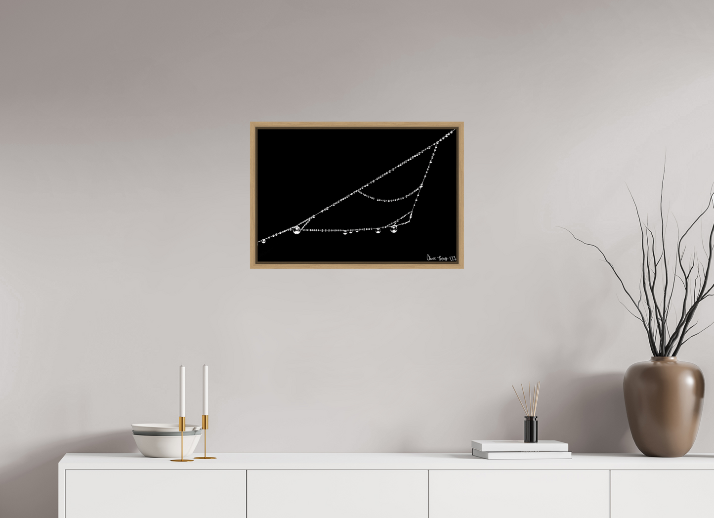 24 x 16″, Floater Frame Natural Oak Right Triangle