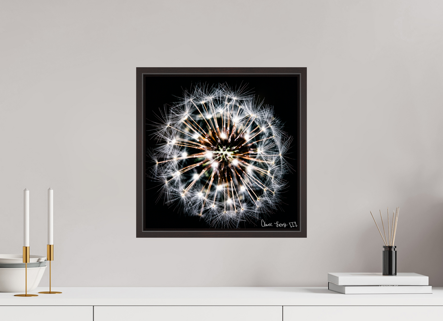 15 x 15″, Floater Frame Alder Brown Starburst