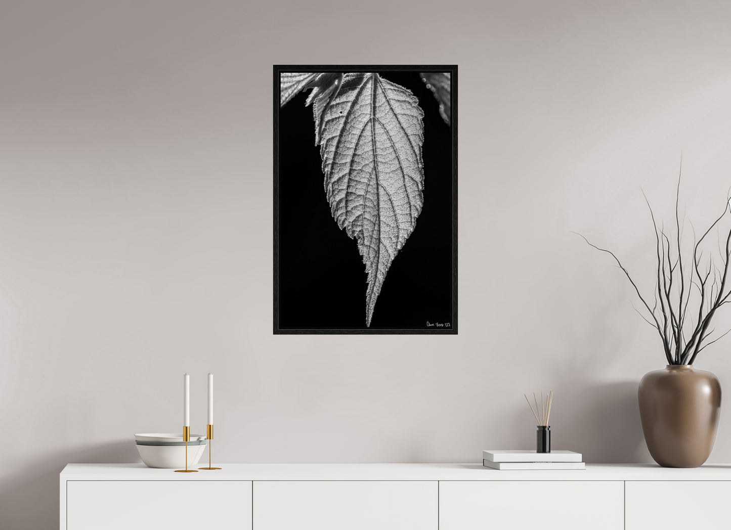 20 x 30″, Floater Frame Black Oak Reticulate Venation
