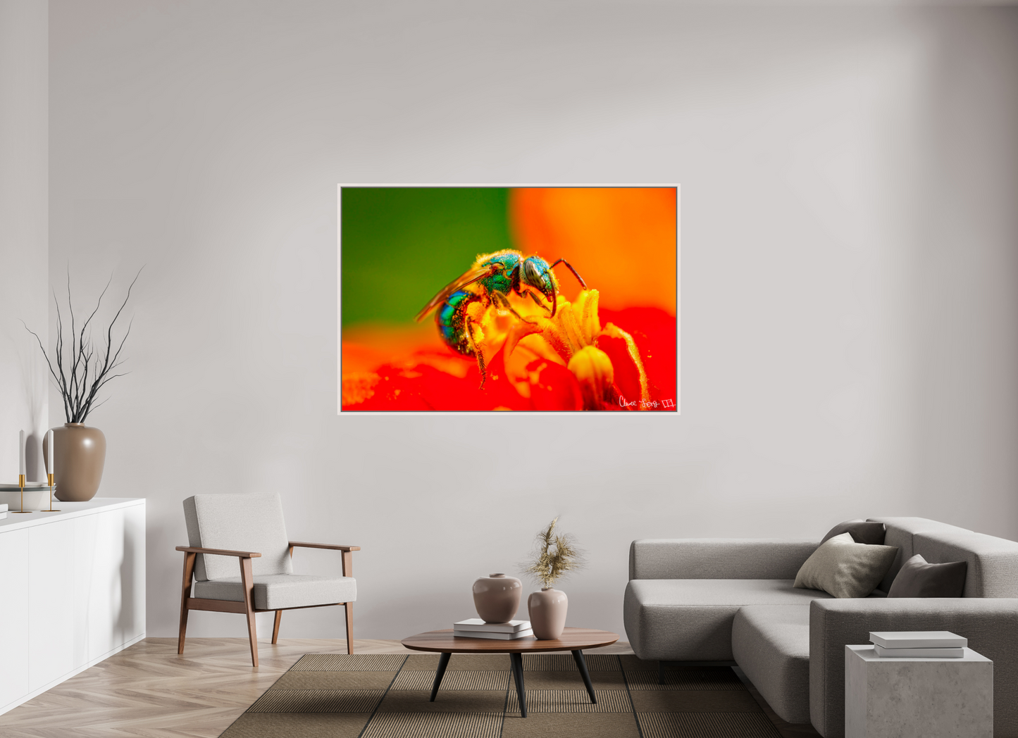 66 x 44″, Floater Frame Maple White Salt Licker