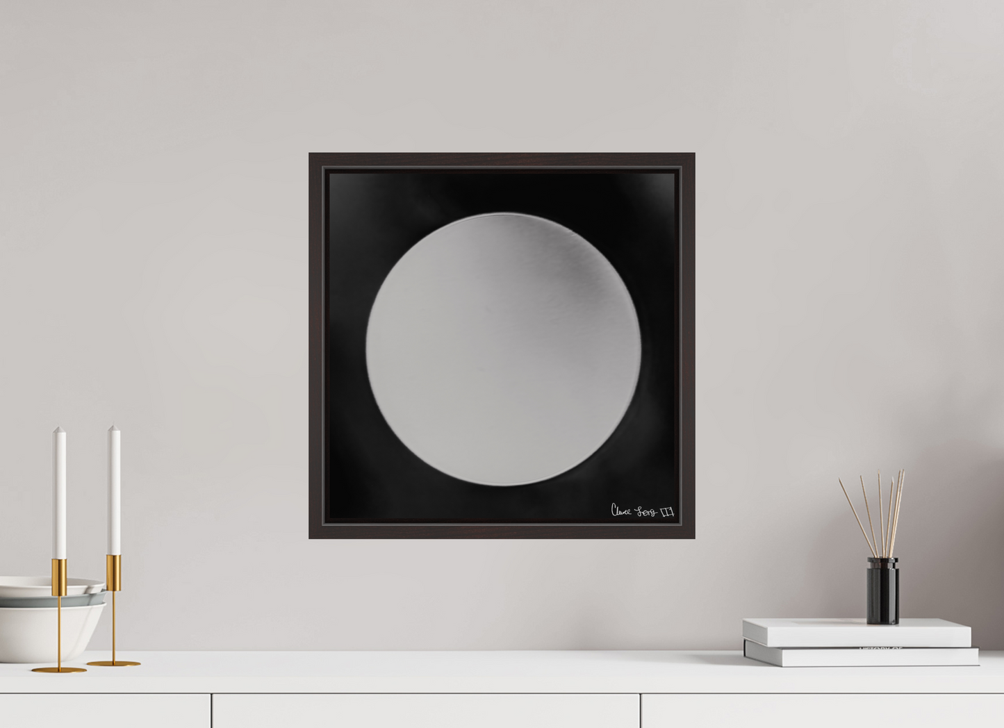 15 x 15″, Floater Frame Alder Brown Lycan’s Moon