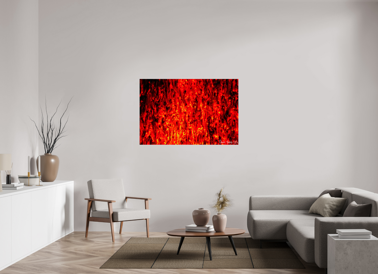 54 x 36″, Glossy Metal Inferno