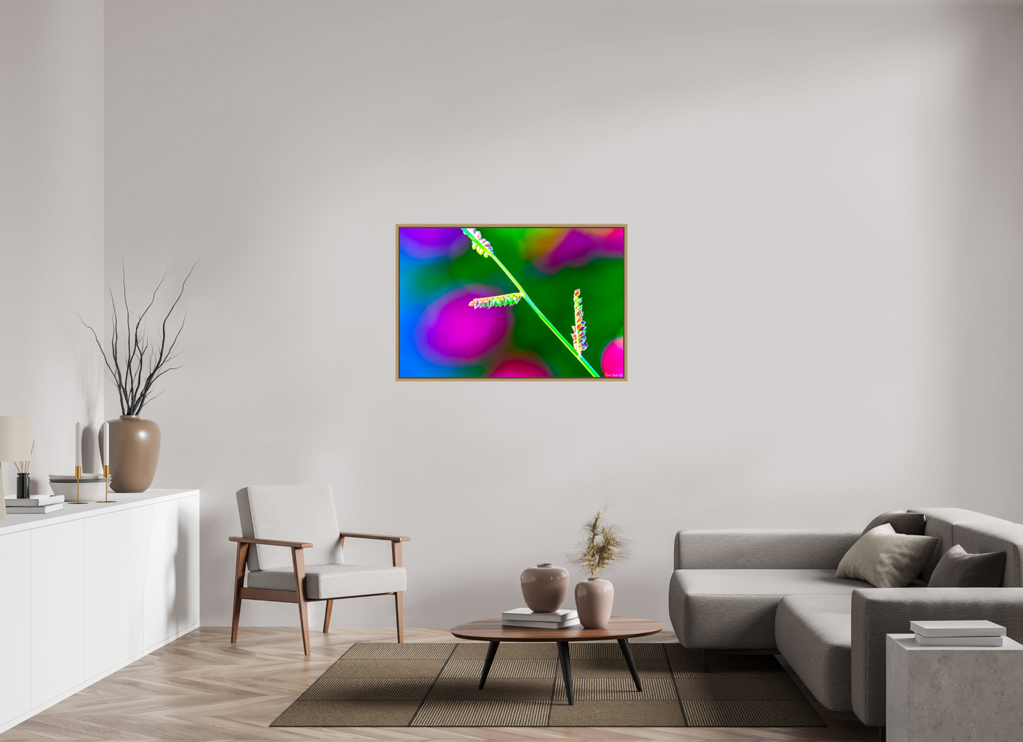 45 x 30″, Floater Frame Natural Oak Technicolor Vibes