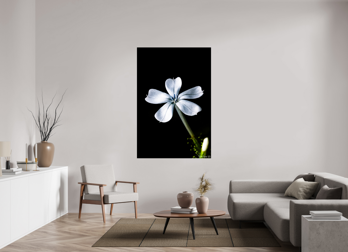 44 x 66″, Glossy Metal Silver Petals
