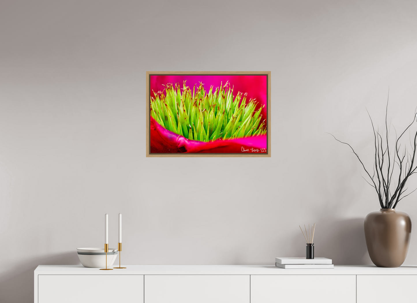 24 x 16″, Floater Frame Natural Oak Spiked