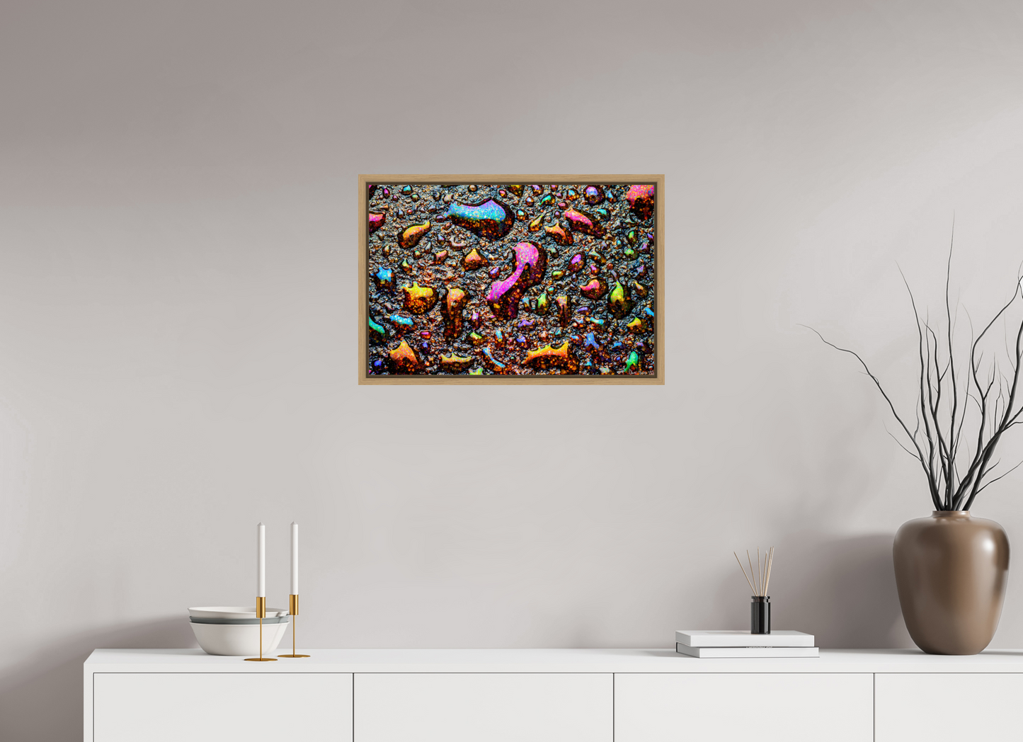 24 x 16″, Floater Frame Natural Oak Homage to My Adolescence