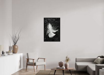 24 x 36″, Floater Frame Black Oak Feather On Ice