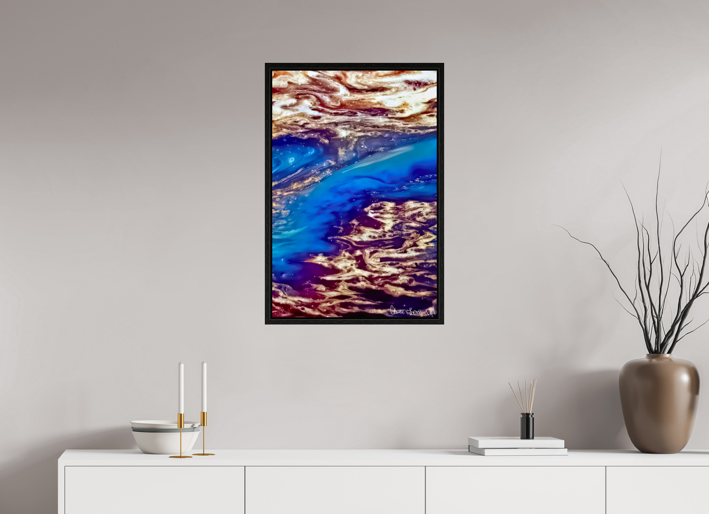 20 x 30″, Floater Frame Black Oak Stratospheric View