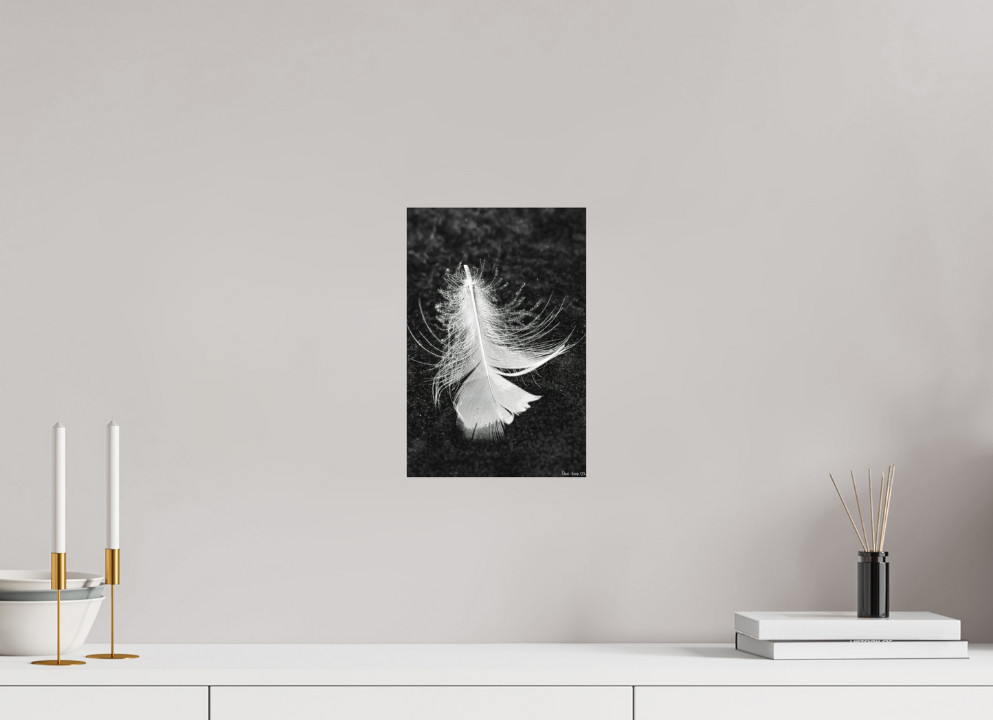 8 x 12″, Matte Metal Feather On Ice