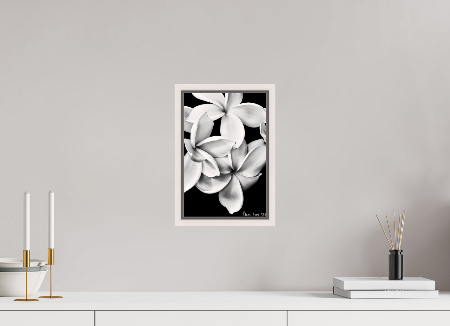 8 x 12″, Floater Frame Maple White Floral Abyss