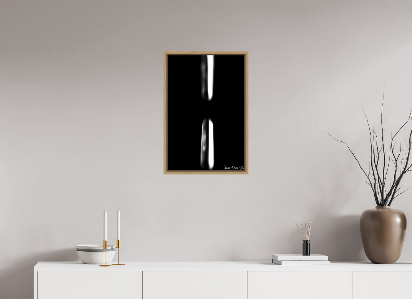 16 x 24″, Floater Frame Natural Oak Free Fall