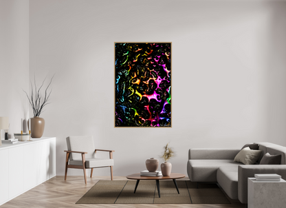 40 x 60″, Floater Frame Natural Oak Petroleum Rainbow
