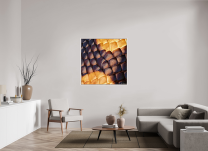 45 x 45″, Floater Frame Maple White Python’s Glow