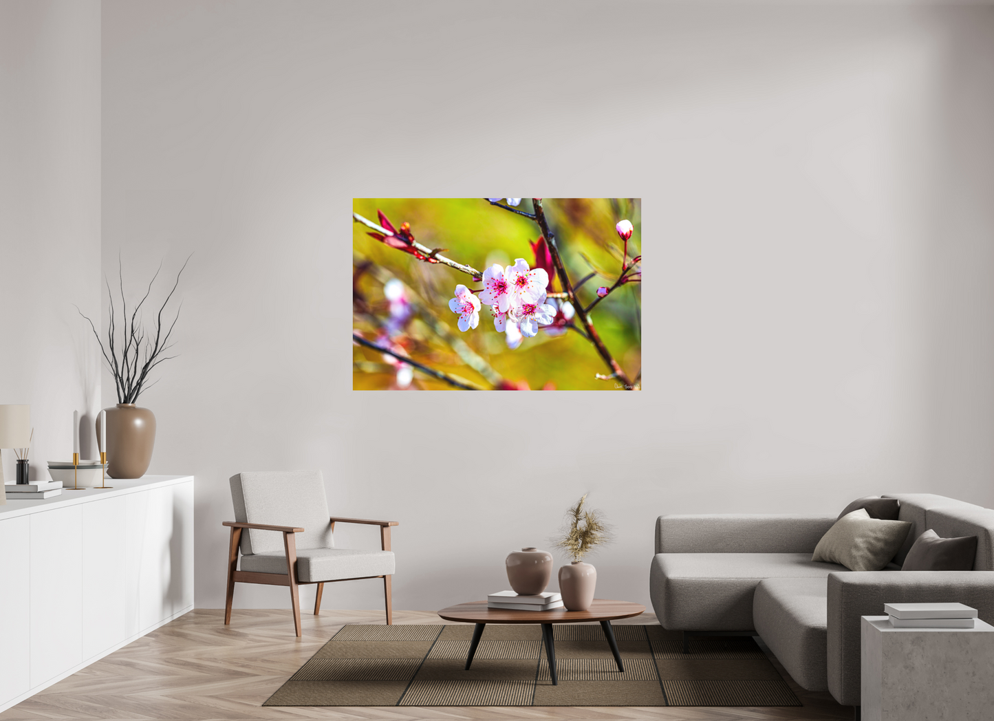 60 x 40″, Matte Metal Cherry Blossom