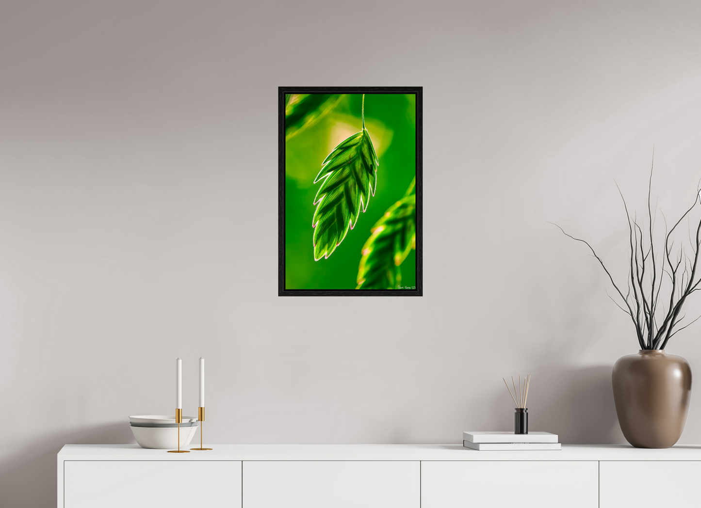 16 x 24″, Floater Frame Black Oak Serrated Kunai