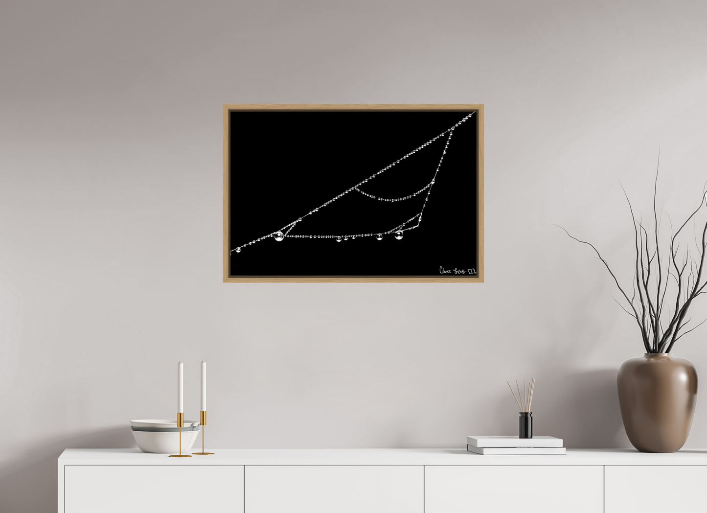 30 x 20″, Floater Frame Natural Oak Right Triangle