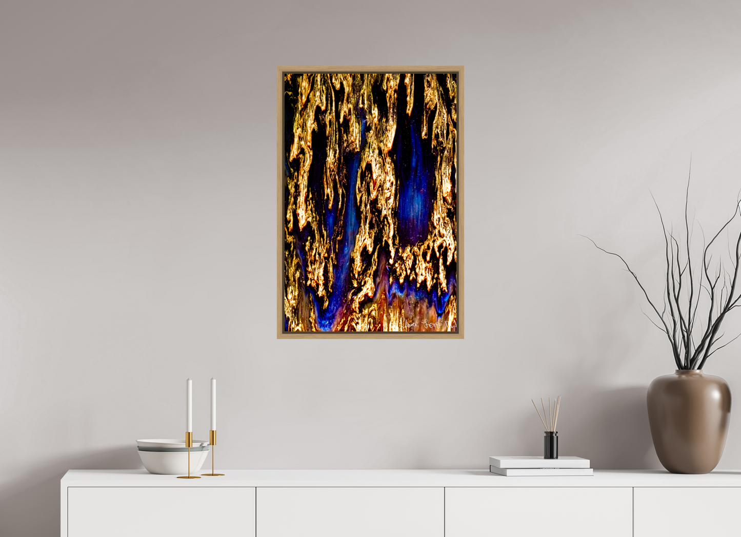 20 x 30″, Floater Frame Natural Oak Gilded Torrent