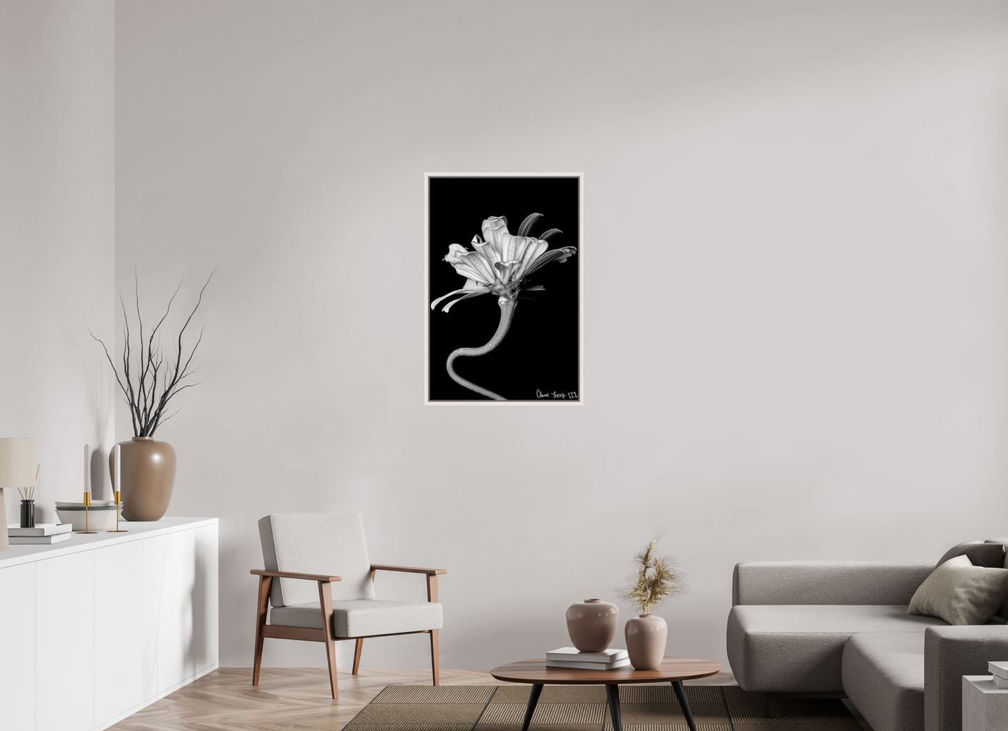 24 x 36″, Floater Frame Maple White Kingsnake’s Florescence
