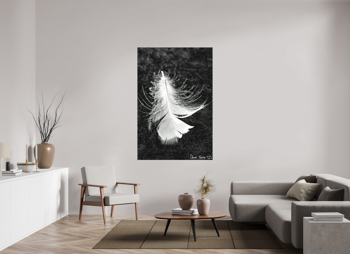 44 x 66″, Matte Canvas Feather On Ice