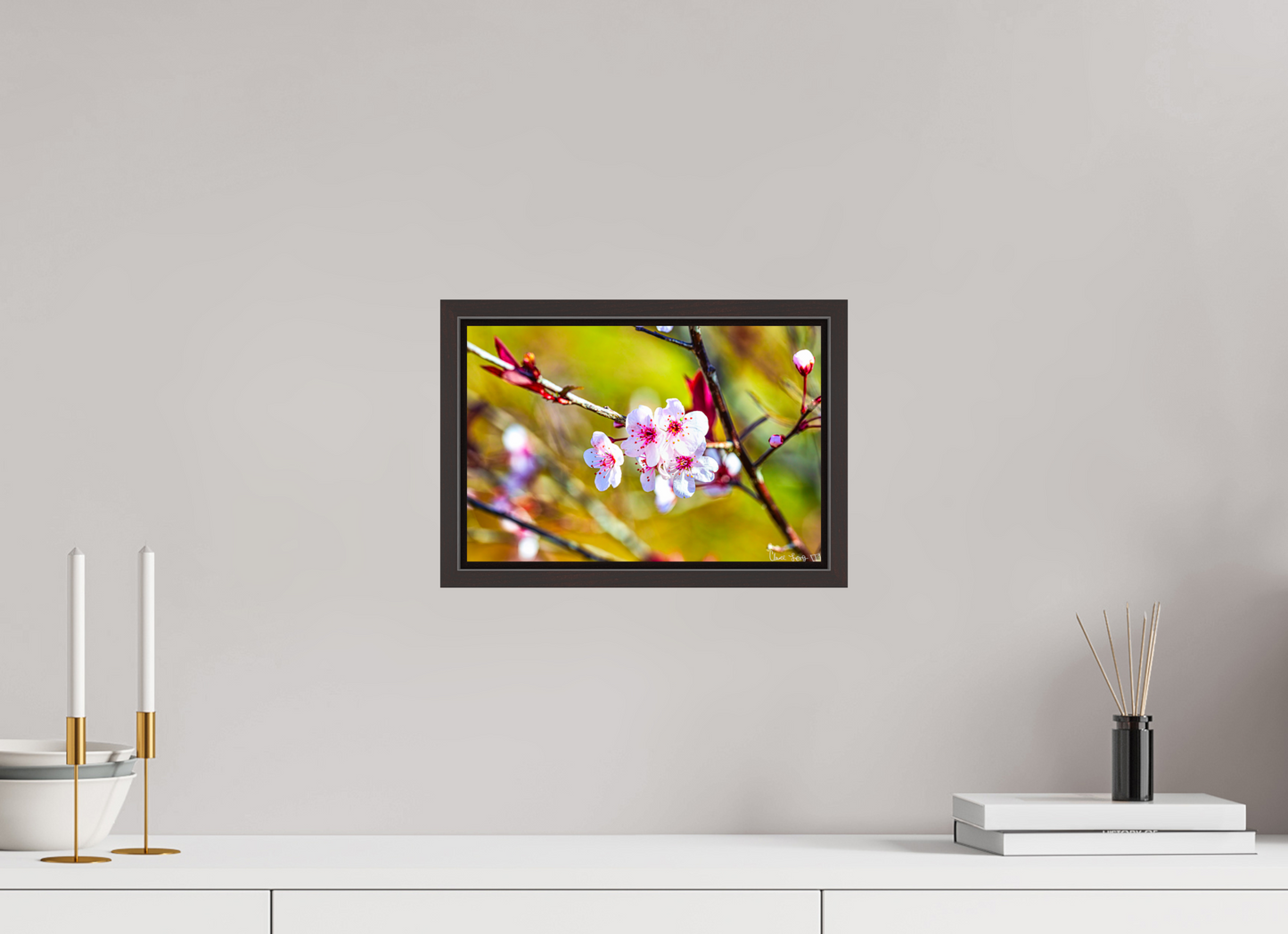 12 x 8″, Floater Frame Alder Brown Cherry Blossom