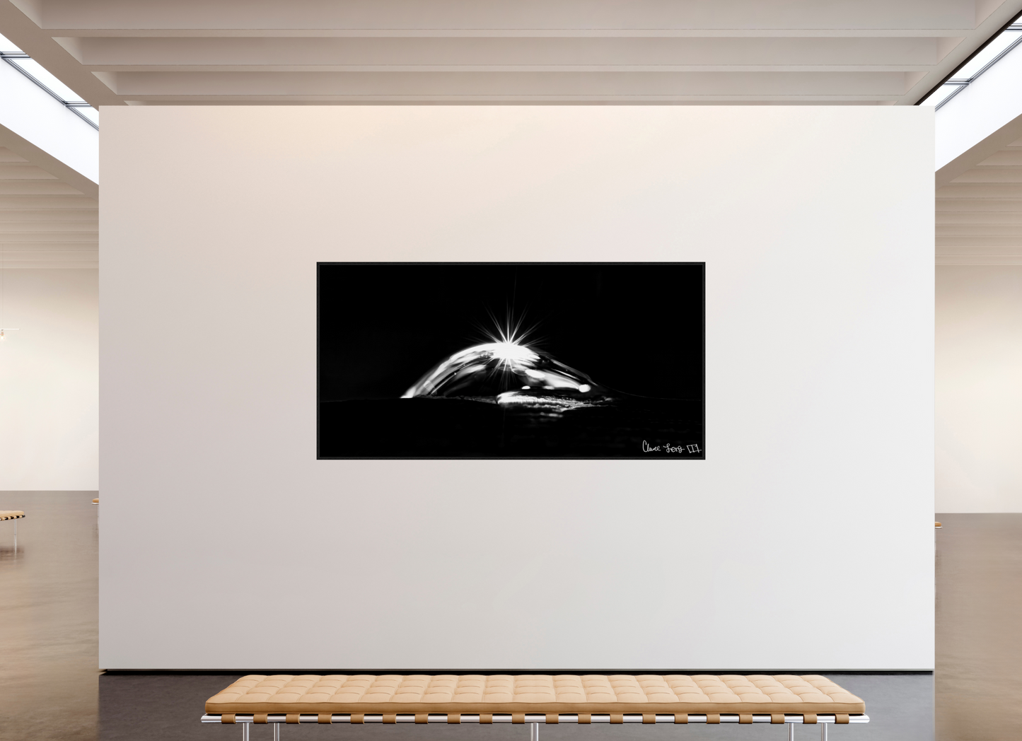 94 x 47″, Floater Frame Black Oak Starry Mountain