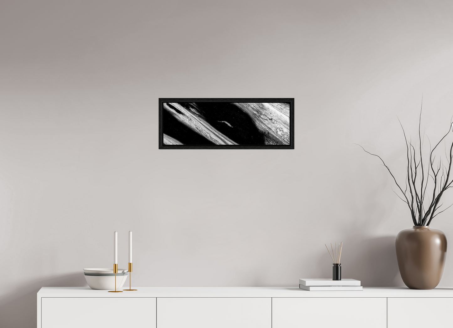 24 x 8″, Floater Frame Black Oak Fractured