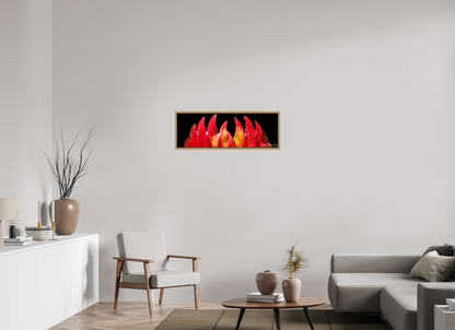 36 x 12″, Floater Frame Natural Oak Flaming Sword