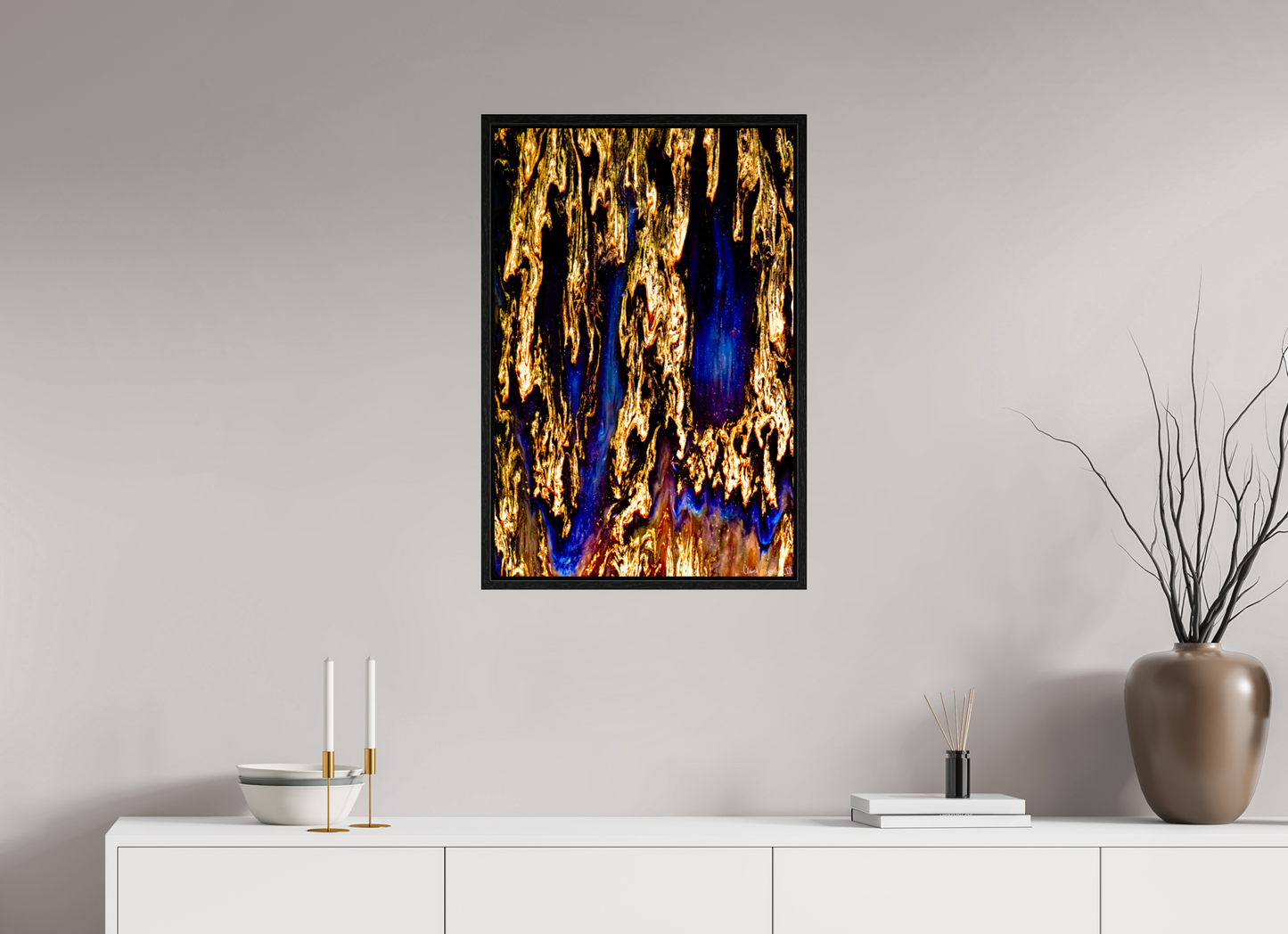 20 x 30″, Floater Frame Black Oak Gilded Torrent