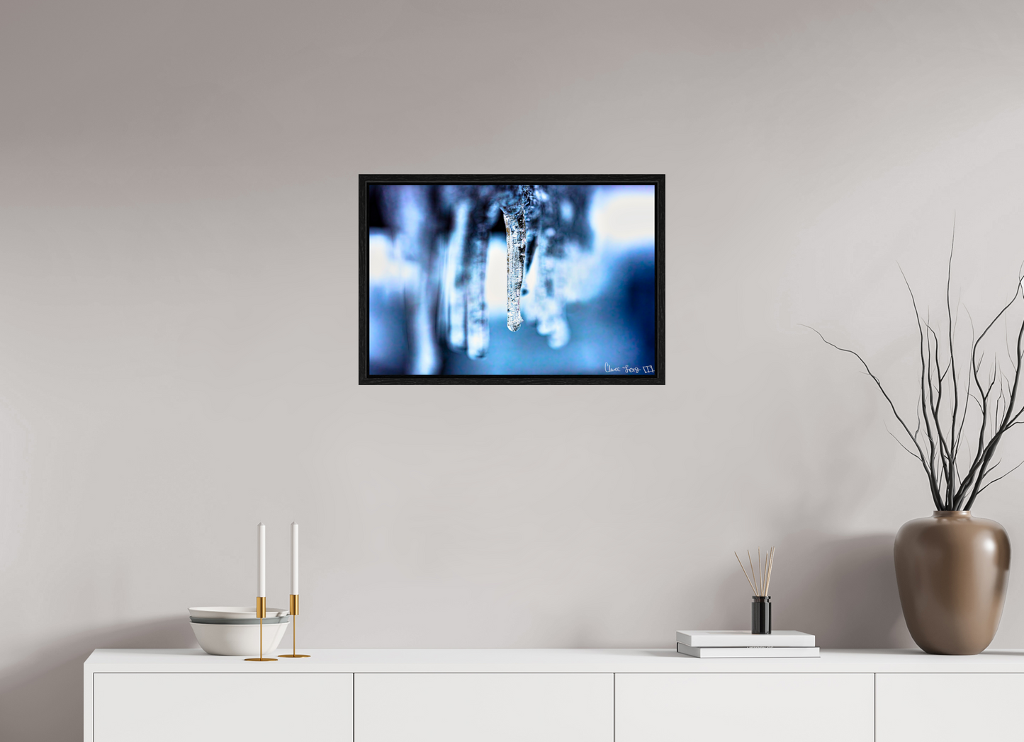 24 x 16″, Floater Frame Black Oak Sickle of Boreas