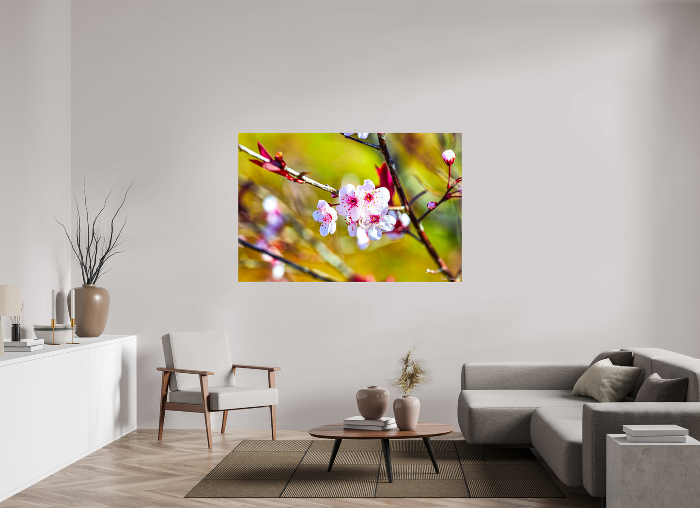 66 x 44″, Glossy Metal Cherry Blossom