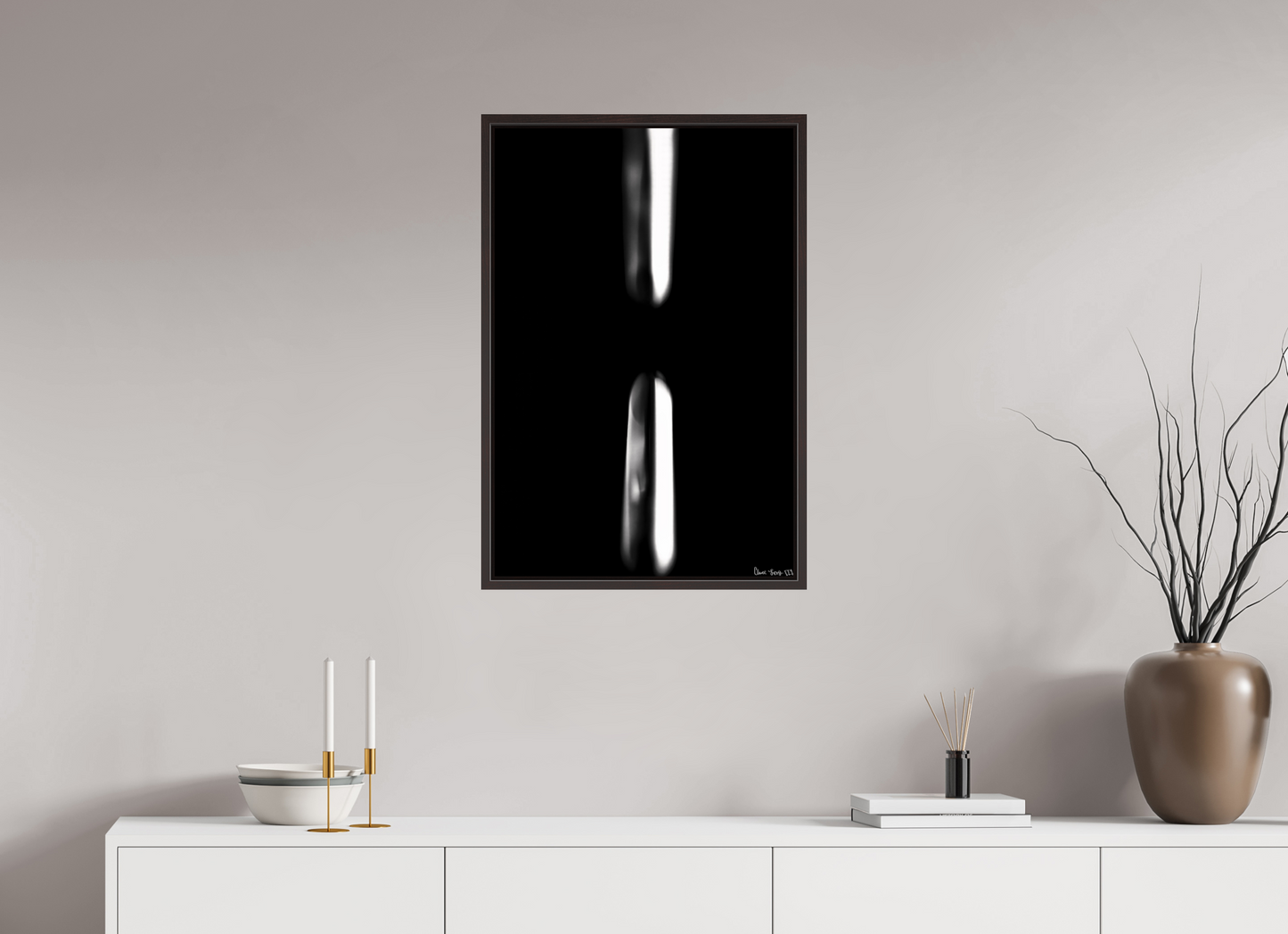 20 x 30″, Floater Frame Alder Brown Free Fall