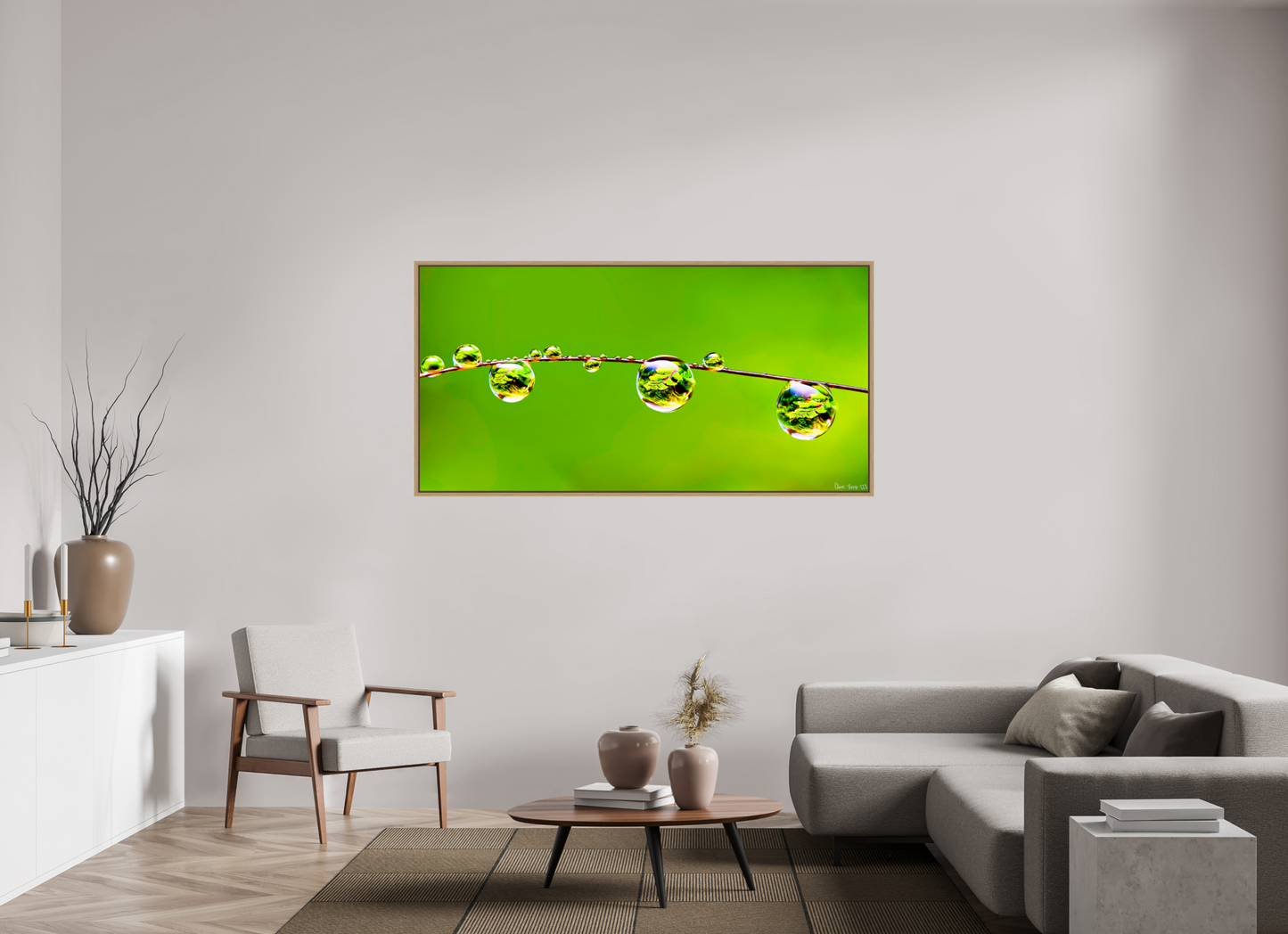 70 x 35″, Floater Frame Natural Oak Refraction