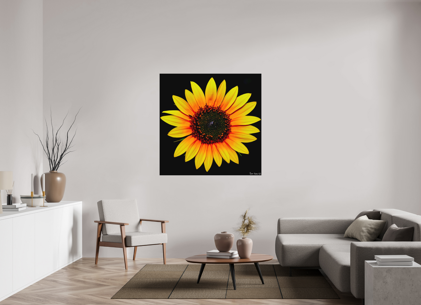 50 x 50″, Matte Metal Nana’s Sunflower