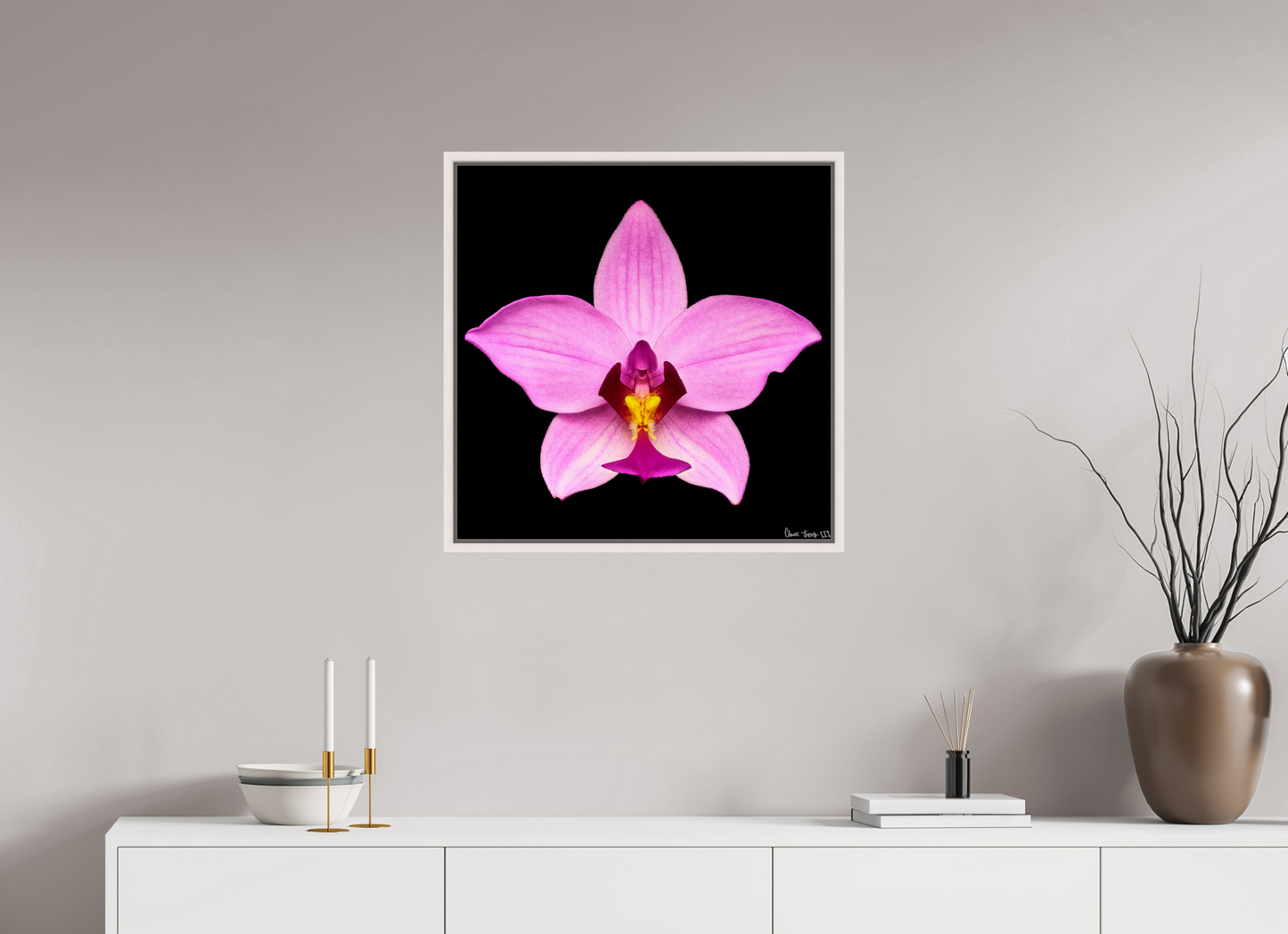 25 x 25″, Floater Frame Maple White Bubblegum Star