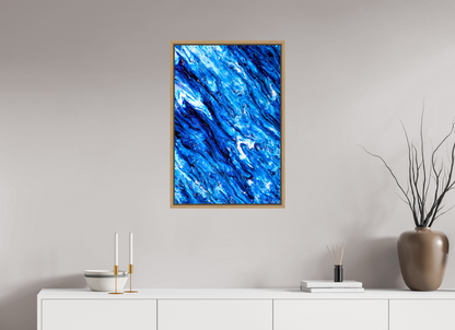 20 x 30″, Floater Frame Natural Oak Tilted Waves