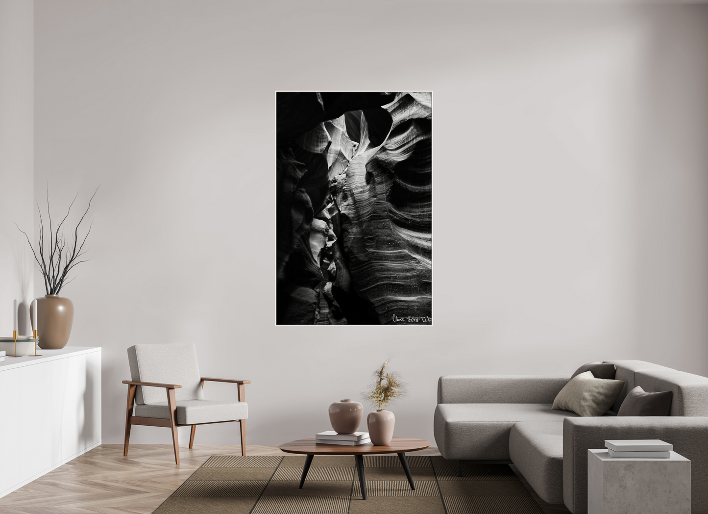 44 x 66″, Floater Frame Maple White Beauty Down Below