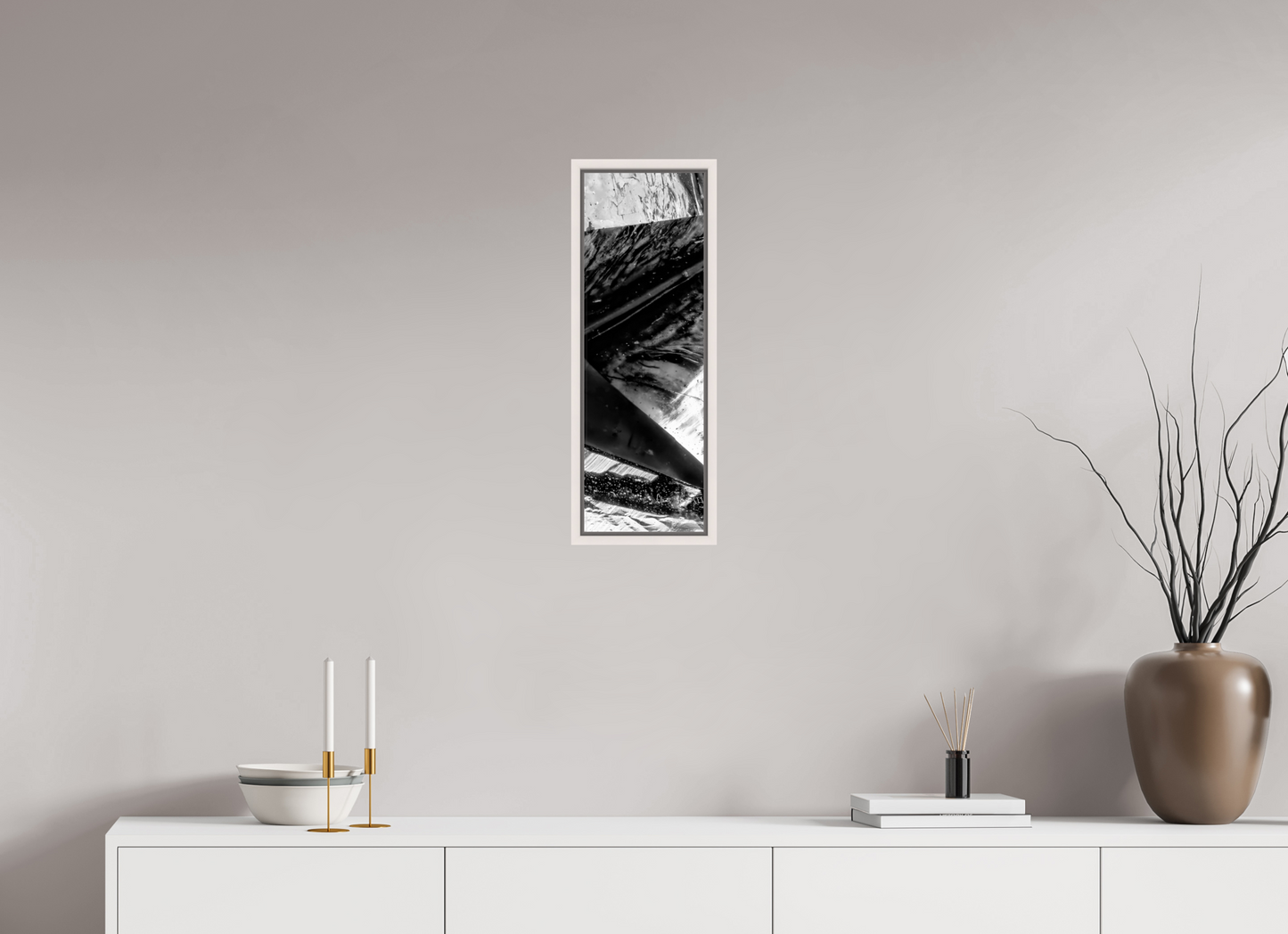 8 x 24″, Floater Frame Maple White Plentiful Polygons